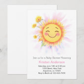 Zonnebloem Zonneschijn Boho Meisje Baby shower Kaart (Voorkant / Achterkant)