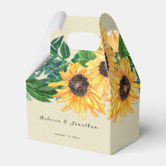 Zonnebloem Zonneschijn Bruiloft Favor Box Bedankdoosjes (Voorkant Zijde)