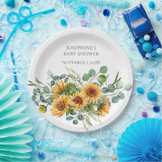 Zonnebloem Zonneschijn Herfst Baby shower Papieren Bordje (Feest)