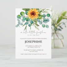 Zonnebloem Zonneschijn Herfst Baby Shower Uitnodig