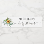 Zonnebloem Zonneschijn Herfst Baby shower Waterfles Etiket (Enkel label)