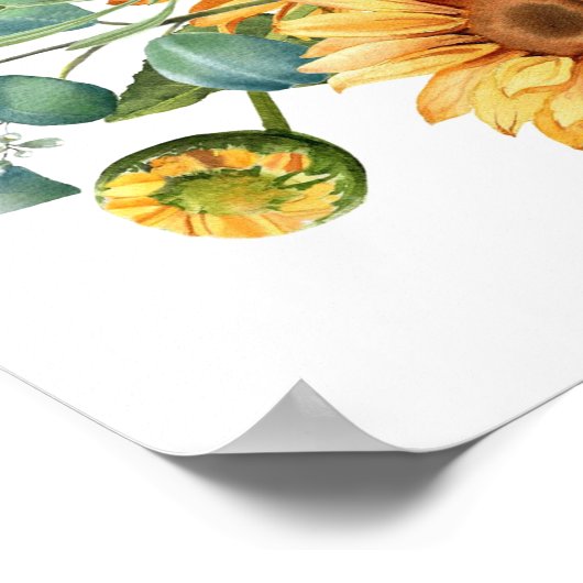 Zonnebloem Zonneschijn Herfst Baby shower Welkomst Poster (Hoek)