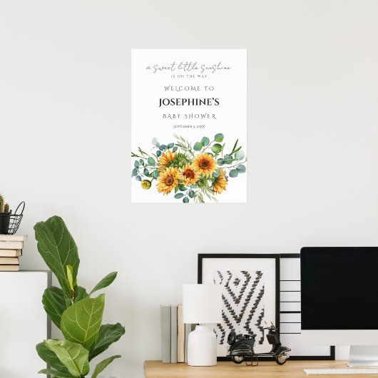 Zonnebloem Zonneschijn Herfst Baby shower Welkomst Poster (Thuiskantoor)