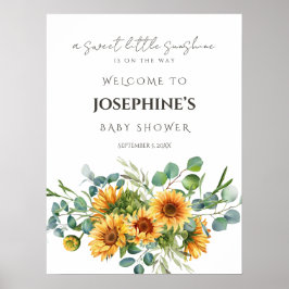 Zonnebloem Zonneschijn Herfst Baby shower Welkomst Poster