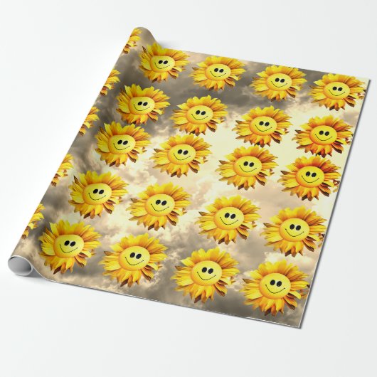 Zonnebloem Zonneschijn Sky Wrapping Paper Cadeaupapier (Uitgerold)