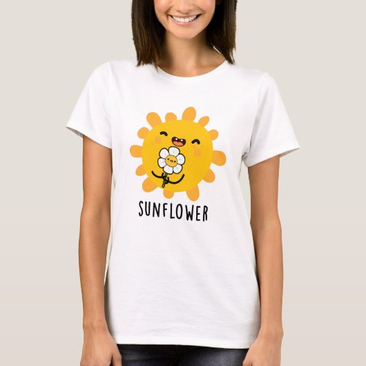 Zonnebloem Zonnezon en Bloem Pun T-shirt (Voorkant)