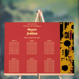 Zonnebloem Zonsondergang Koraal Modern Trouwstoel Acryl Bord