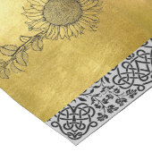 Zonnebloem Zwart en Metallic Goud Tafelloper (Hoek)