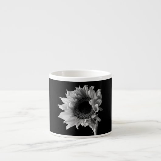 Zonnebloem - Zwart en Wit Foto Espresso Kop (Voorkant)
