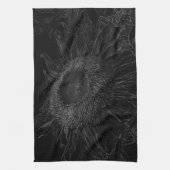 Zonnebloem zwart en wit ontwerp voor Florence Theedoek (Verticaal)