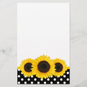 Zonnebloem zwart en wit Polka Dots Briefpapier (Voorkant)