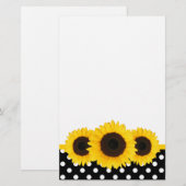 Zonnebloem zwart en wit Polka Dots Briefpapier (Voorkant / Achterkant)