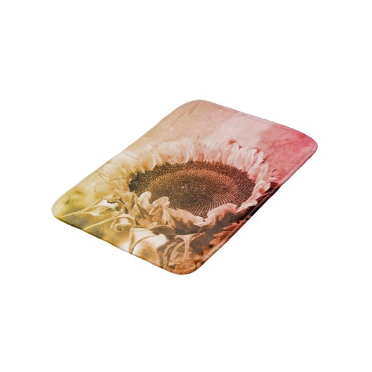 Zonnebloem, zwart en wit, vervormd, badmat (Gekanteld)