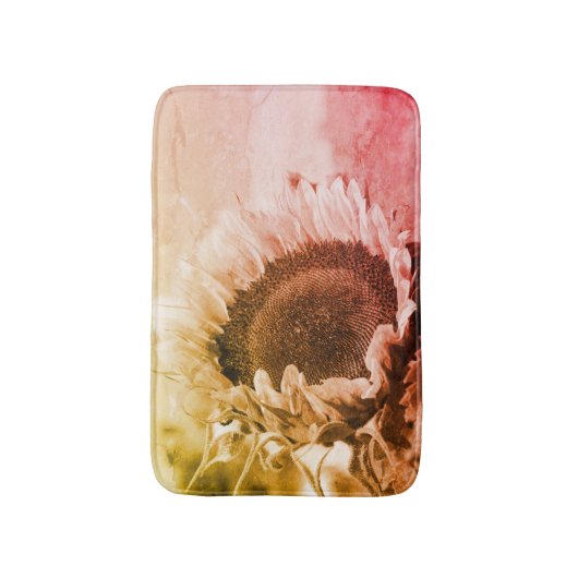 Zonnebloem, zwart en wit, vervormd, badmat (Voorkant Verticaal)