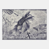 Zonnebloem  zwart en witte Antiek textuur Inpakpapier Vel (Voorkant 2)