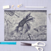 Zonnebloem  zwart en witte Antiek textuur Tissuepapier (Craft)