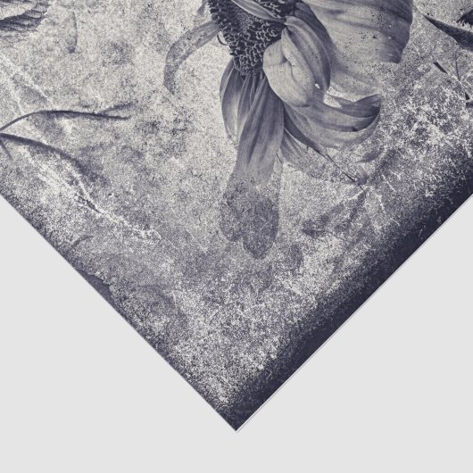 Zonnebloem  zwart en witte Antiek textuur Tissuepapier (Detail)