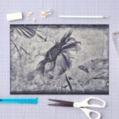 Zonnebloem  zwart en witte Antiek textuur Tissuepapier (Craft)