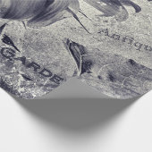 Zonnebloem  zwart en witte ephemera textuur cadeaupapier (Hoek)