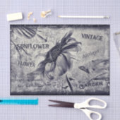 Zonnebloem zwart en witte ephemera textuur tissuepapier (Craft)