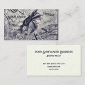 Zonnebloem  zwart en witte ephemera textuur visitekaartje (Voorkant / Achterkant)