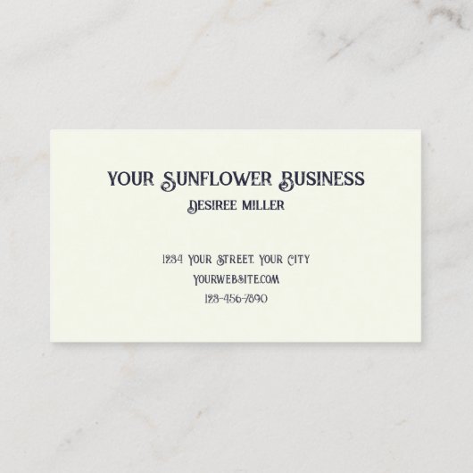 Zonnebloem  zwart en witte ephemera textuur visitekaartje (Achterkant)
