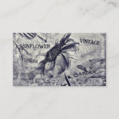 Zonnebloem  zwart en witte ephemera textuur visitekaartje (Voorkant)