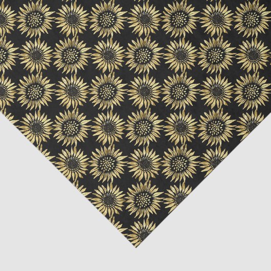Zonnebloem Zwart & Goud Gotisch Tissuepapier (Detail)