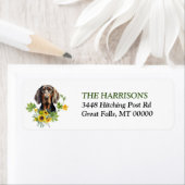 Zonnebloem Zwart Tan Coonhound Hondenlabel Etiket (Insitu)