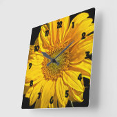 Zonnebloem Zwart Vet Getallen WCA Vierkante Klok (Hoek)