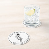 Zonnebloem Zwart Wit Bloem Bruiloft Feest Ronde Kartonnen Onderzetter (Insitu)