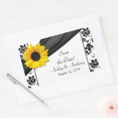 Zonnebloem Zwart Wit Damast Bruiloft Stickers (Envelop)