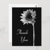 Zonnebloem zwart-wit foto bedankt briefkaart (Voorkant / Achterkant)