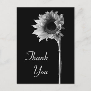 Zonnebloem zwart-wit foto bedankt briefkaart