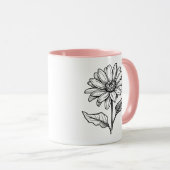  Zonnebloem zwart-wit Mok (Voorkant rechts)