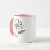  Zonnebloem zwart-wit Mok (Voorkant links)