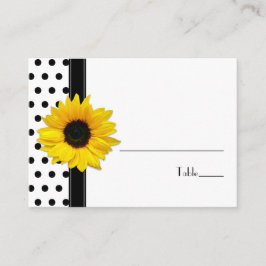 Zonnebloem Zwart Wit Polka Dot Bruiloft Plaats Kaa Plaatskaartje