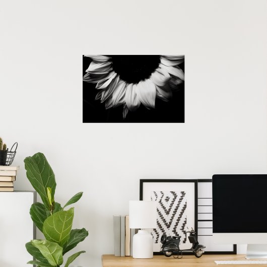 Zonnebloem Zwart-wit Poster (Thuiskantoor)