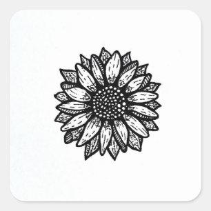 Zonnebloem zwart-witte Sticker
