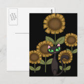 Zonnebloem Zwarte Kat Briefkaart (Voorkant / Achterkant)
