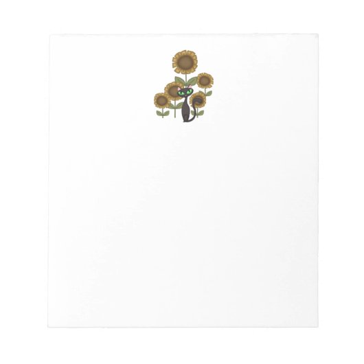 Zonnebloem Zwarte Kat Notitieblok (Voorkant)
