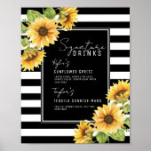 Zonnebloem Zwarte Stripe Drink Wedding Poster (Voorkant)