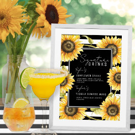 Zonnebloem Zwarte Stripe Drink Wedding Poster