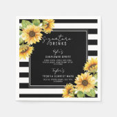 Zonnebloem Zwarte Stripe Drink Wedding Servet (Voorkant)