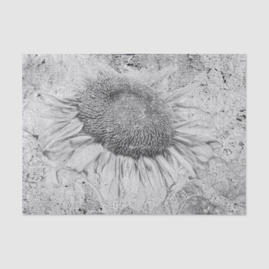 Zonnebloem  Zwarte Wit Onderdruk Textuur Tissuepapier (Voorkant)
