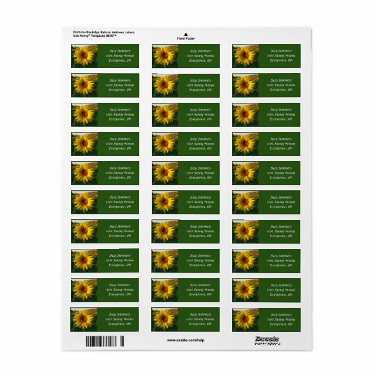 Zonnebloemadres: label (Full Sheet)