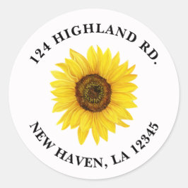 Zonnebloemadres Ronde Sticker