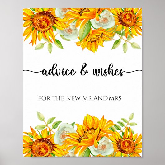 Zonnebloemadvies en wensen voor Passen getrouwd Poster (Voorkant)