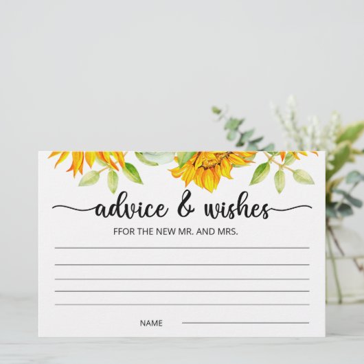 Zonnebloemadvies en wenst vrijgezellenfeest briefpapier (Staand voorkant)