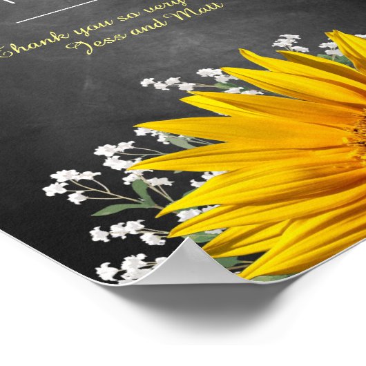 Zonnebloemalkbord Weddenkaarten en cadeaubonnen Poster (Hoek)